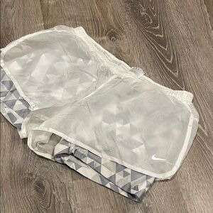 Nike Women's Geometric White and Gray Athletic Shorts